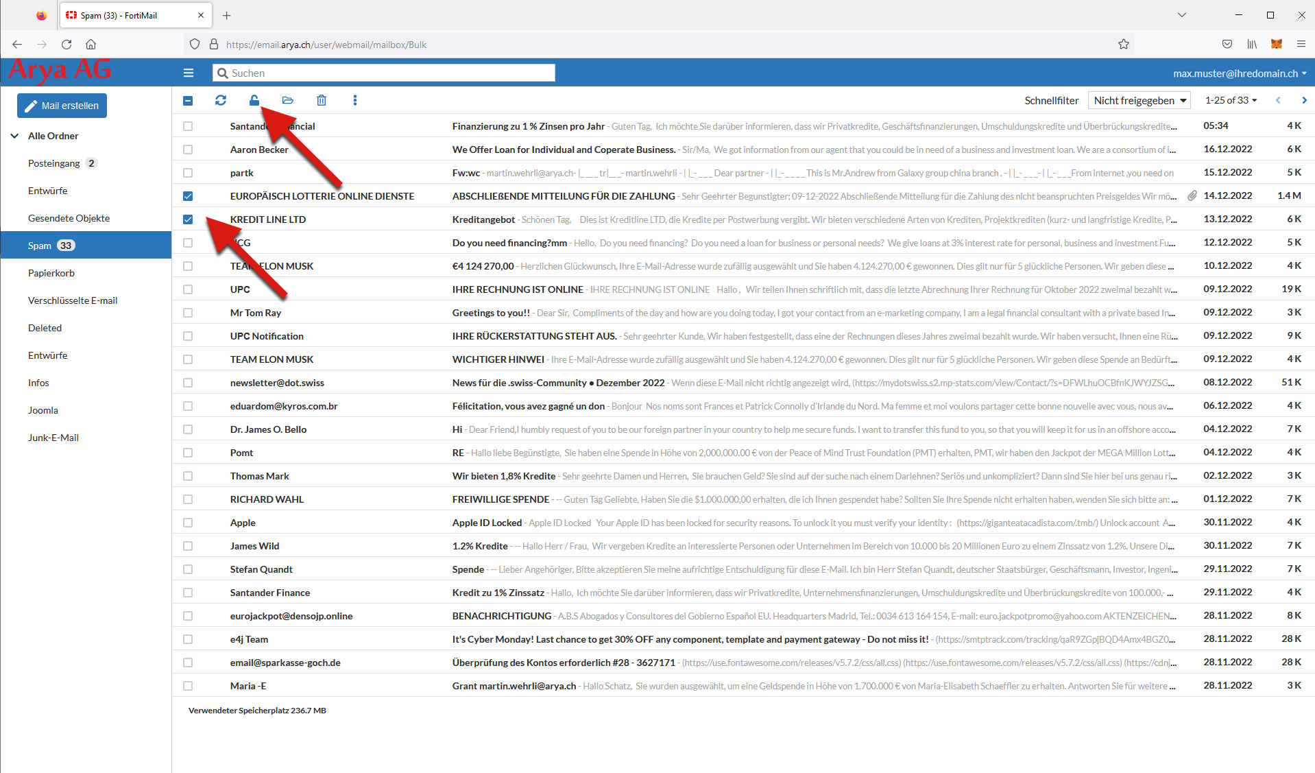 Support Webmail Spam Ordner Einstellungen